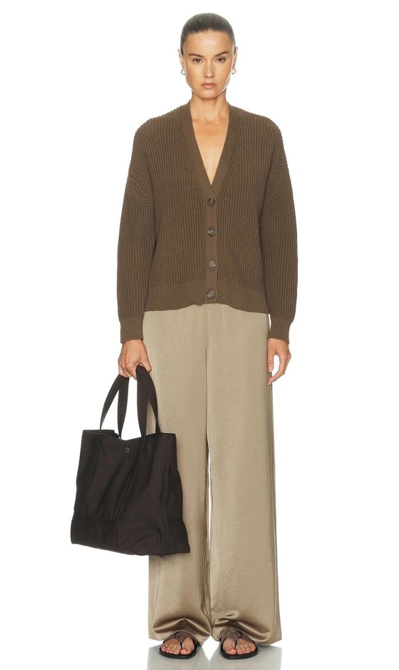 Jenni Kayne Cropped Cotton Cocoon Cardigan in Olive Brown Size XS